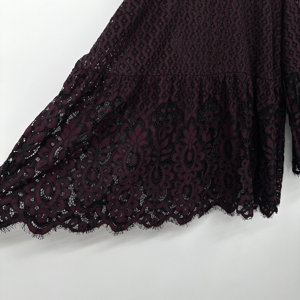 Lane Bryant Tunic Top Shirt Size 26 Sheer Long Bell Sleeves Floral Lace Blouse - Picture 6 of 15